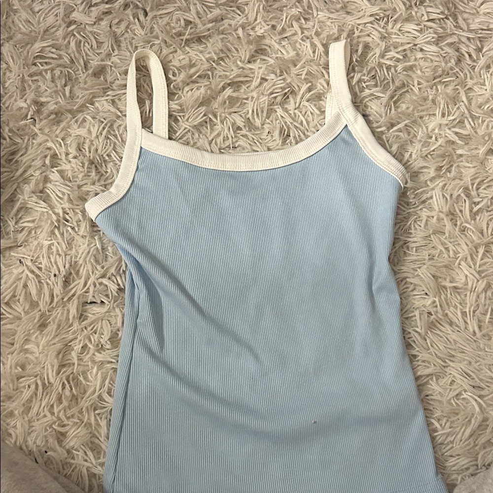 Light Blue Ribbed Tank Top